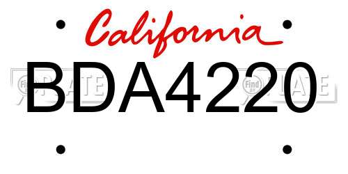 BDA4220 California License Plate