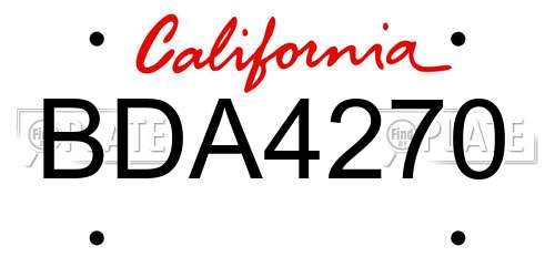 BDA4270 California License Plate