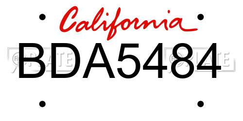 BDA5484 California License Plate