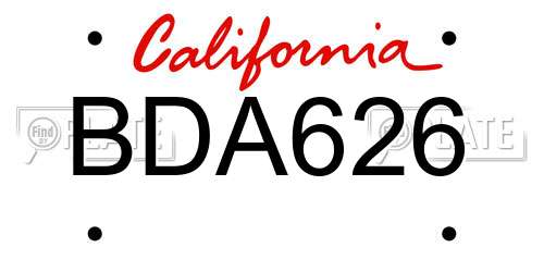 BDA626 California License Plate