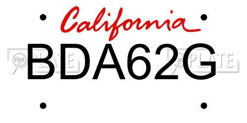 BDA62G California License Plate