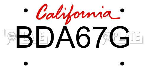 BDA67G California License Plate