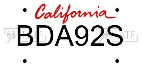 BDA92S California License Plate