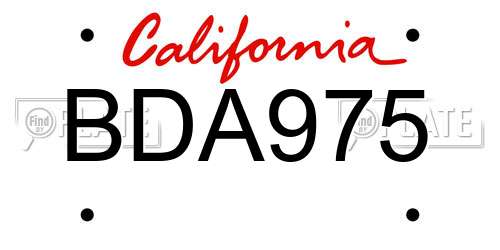 BDA975 California License Plate