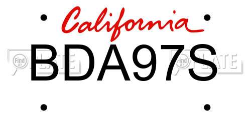 BDA97S California License Plate