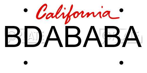 BDABABA California License Plate
