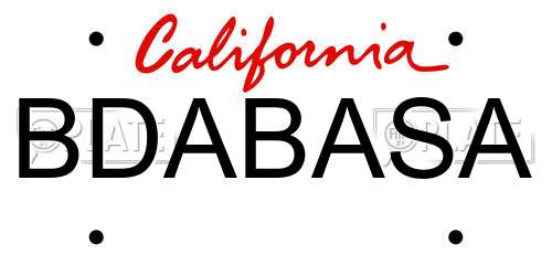 BDABASA California License Plate