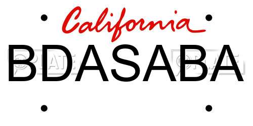 BDASABA California License Plate