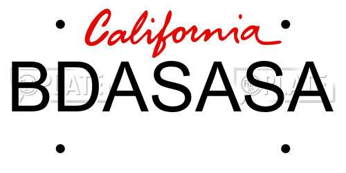 BDASASA California License Plate