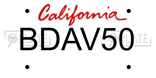 BDAV50 California License Plate
