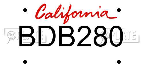 BDB280 California License Plate