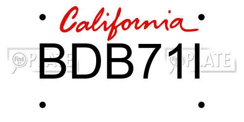 BDB71I California License Plate