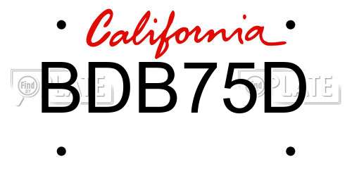 BDB75D California License Plate