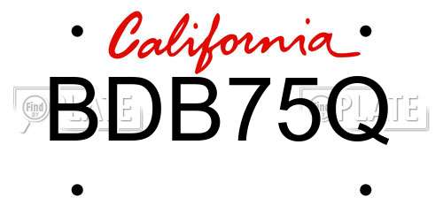 BDB75Q California License Plate