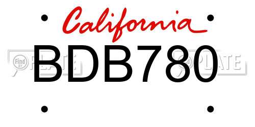 BDB780 California License Plate