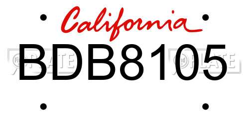 BDB8105 California License Plate
