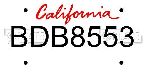 BDB8553 California License Plate