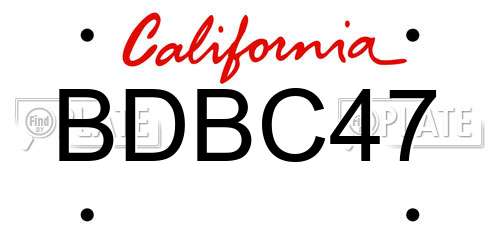 BDBC47 California License Plate