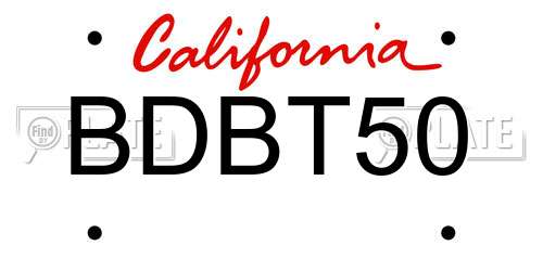 BDBT50 California License Plate