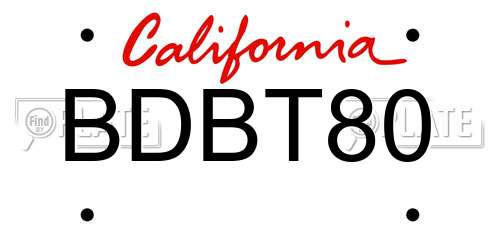 BDBT80 California License Plate