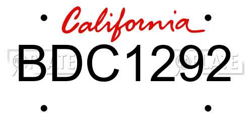 BDC1292 California License Plate