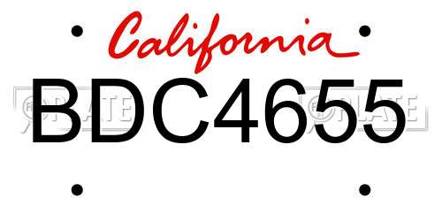 BDC4655 California License Plate