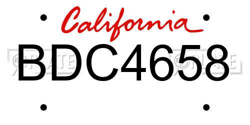 BDC4658 California License Plate