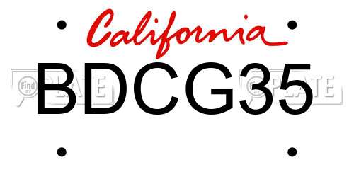 BDCG35 California License Plate