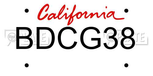 BDCG38 California License Plate
