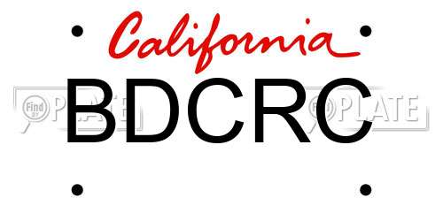 BDCRC California License Plate