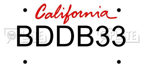 BDDB33 California License Plate