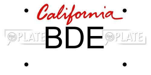 BDE California License Plate