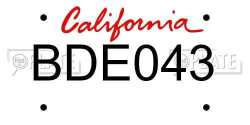 BDE043 California License Plate