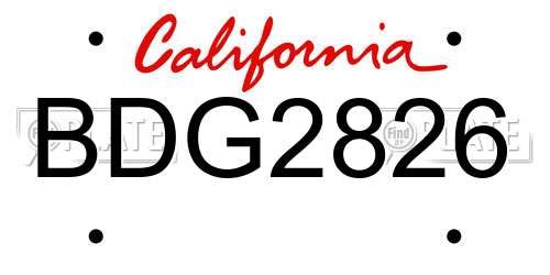 BDG2826 California License Plate