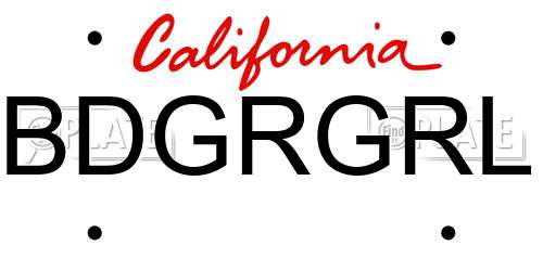 BDGRGRL California License Plate