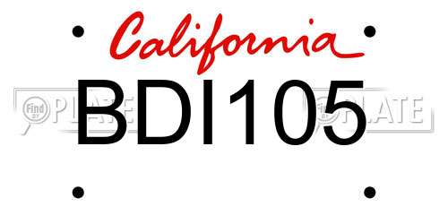 BDI105 California License Plate