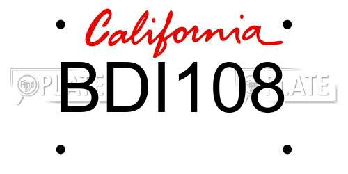 BDI108 California License Plate