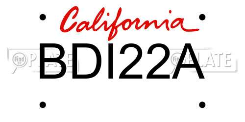BDI22A California License Plate