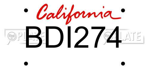 BDI274 California License Plate