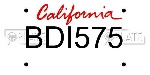 BDI575 California License Plate