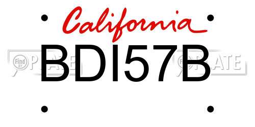 BDI57B California License Plate