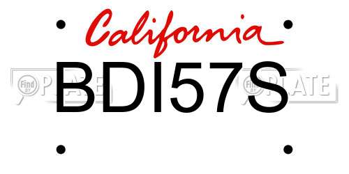 BDI57S California License Plate