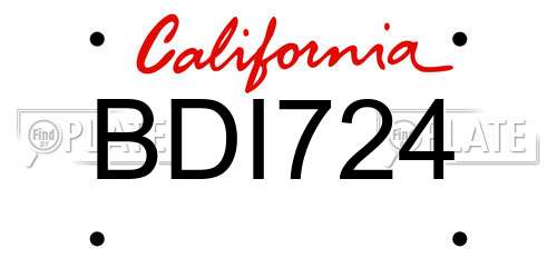 BDI724 California License Plate