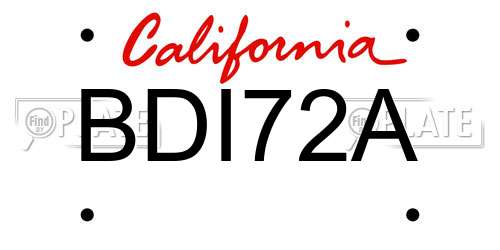 BDI72A California License Plate