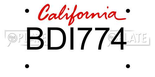 BDI774 California License Plate