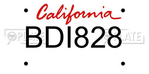 BDI828 California License Plate