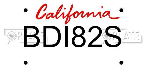 BDI82S California License Plate