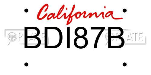 BDI87B California License Plate