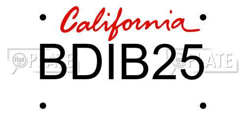 BDIB25 California License Plate