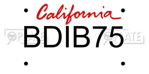 BDIB75 California License Plate